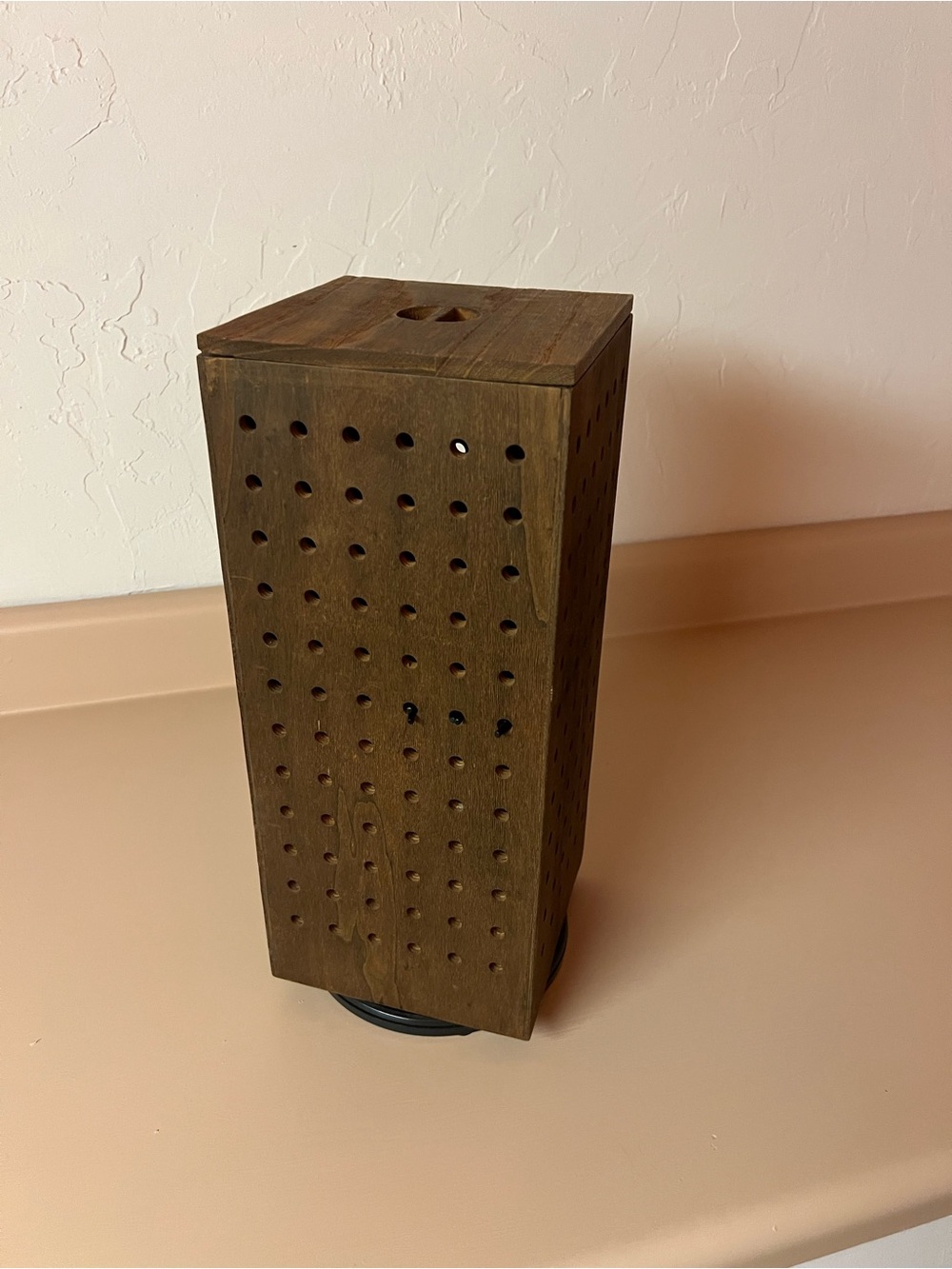 Wooden Perforated jewelry display box- Brown wood